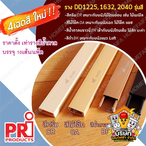 รางเก็บสายไฟสีพิเศษ สีดำ น้ำตาล ครีม